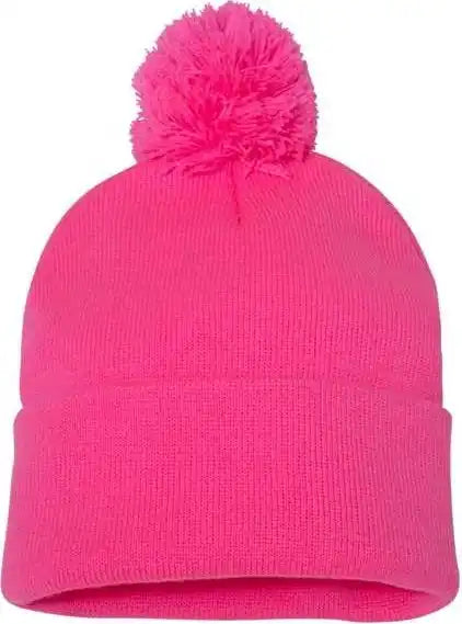 Sportsman Sp15 Pom 12’’ Knit Beanie Neon Pink / one Size Fits Most