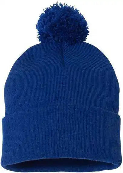 Sportsman Sp15 Pom-pom 12’’ Knit Beanie - Royal Blue - one Size Fits Most