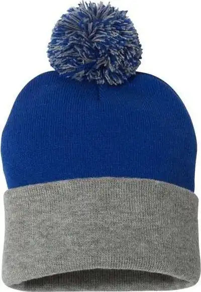 Sportsman Sp15 Pom-pom 12’’ Knit Beanie - Royal Heather Grey - Gray / one Size Fits Most