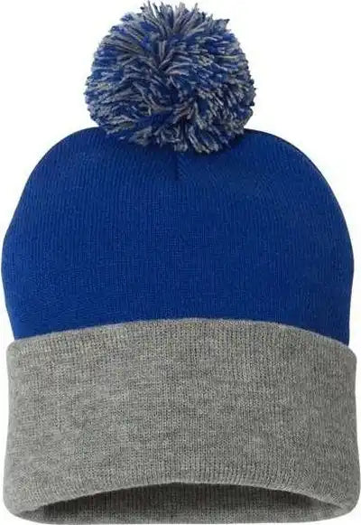 Sportsman Sp15 Pom-pom 12’’ Knit Beanie - Royal Heather Grey - Gray / one Size Fits Most