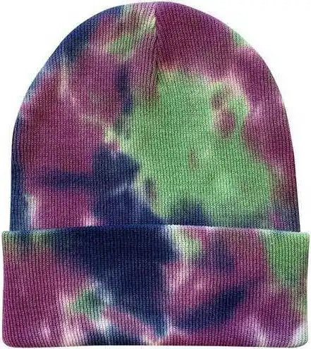 Sportsman Sp412 12’’ Tie Dyed Knit Beanie Purple Passion / one Size Fits Most