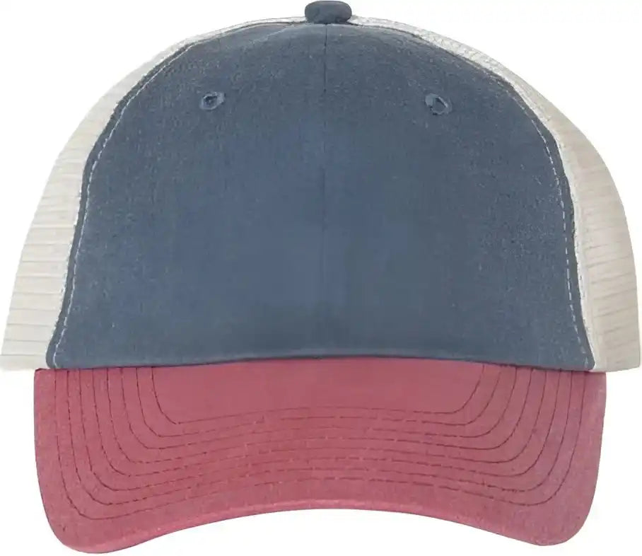 Sportsman Sp510 Pigment-dyed Trucker Cap - Navy Cardinal Stone - Gray / 6 5/8’’ - 7 3/8’’