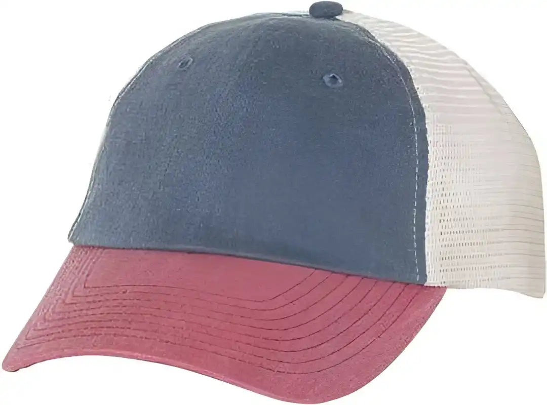 Sportsman Sp510 Pigment Dyed Trucker Cap Navy Cardinal Stone Gray / 6 5/8’’ 7 3/8’’