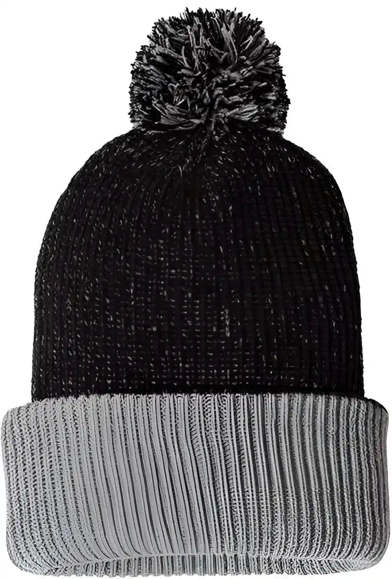 Sportsman Sp70 12’’ Knit Speckled Pom-pom Beanie - Black Heather Grey - Gray / one Size Fits Most
