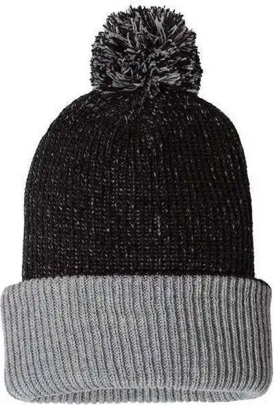 Sportsman Sp70 12’’ Knit Speckled Pom Beanie Black Heather Grey Gray / one Size Fits Most