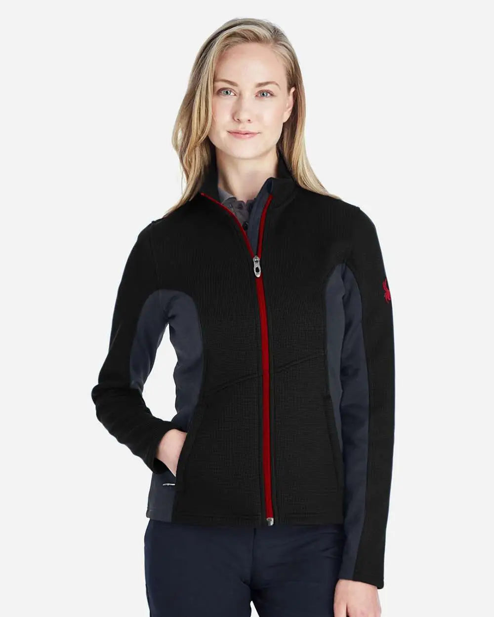 Spyder 187335 Women’s Constant Full-zip Sweater Fleece Jacket - Black Polar Red