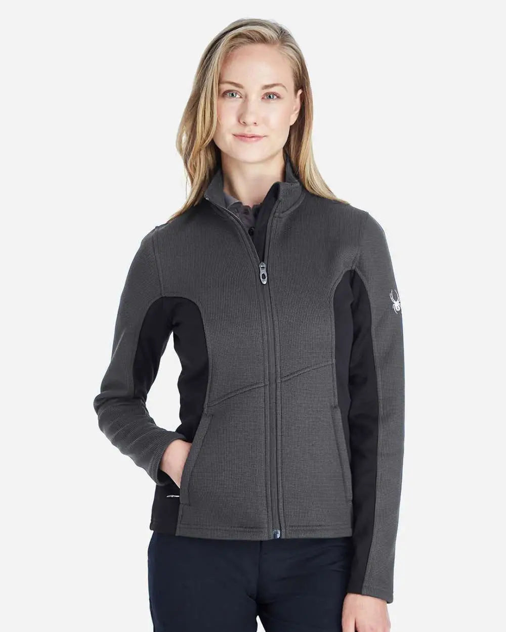 Spyder 187335 Women’s Constant Full-zip Sweater Fleece Jacket - Polar Black White