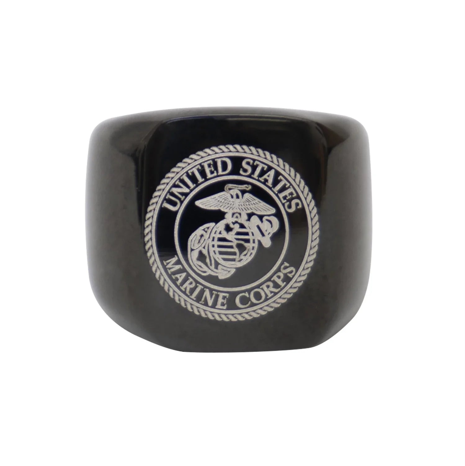 Stainless Steel Usmc Eagle Globe and Anchor Ring - Black