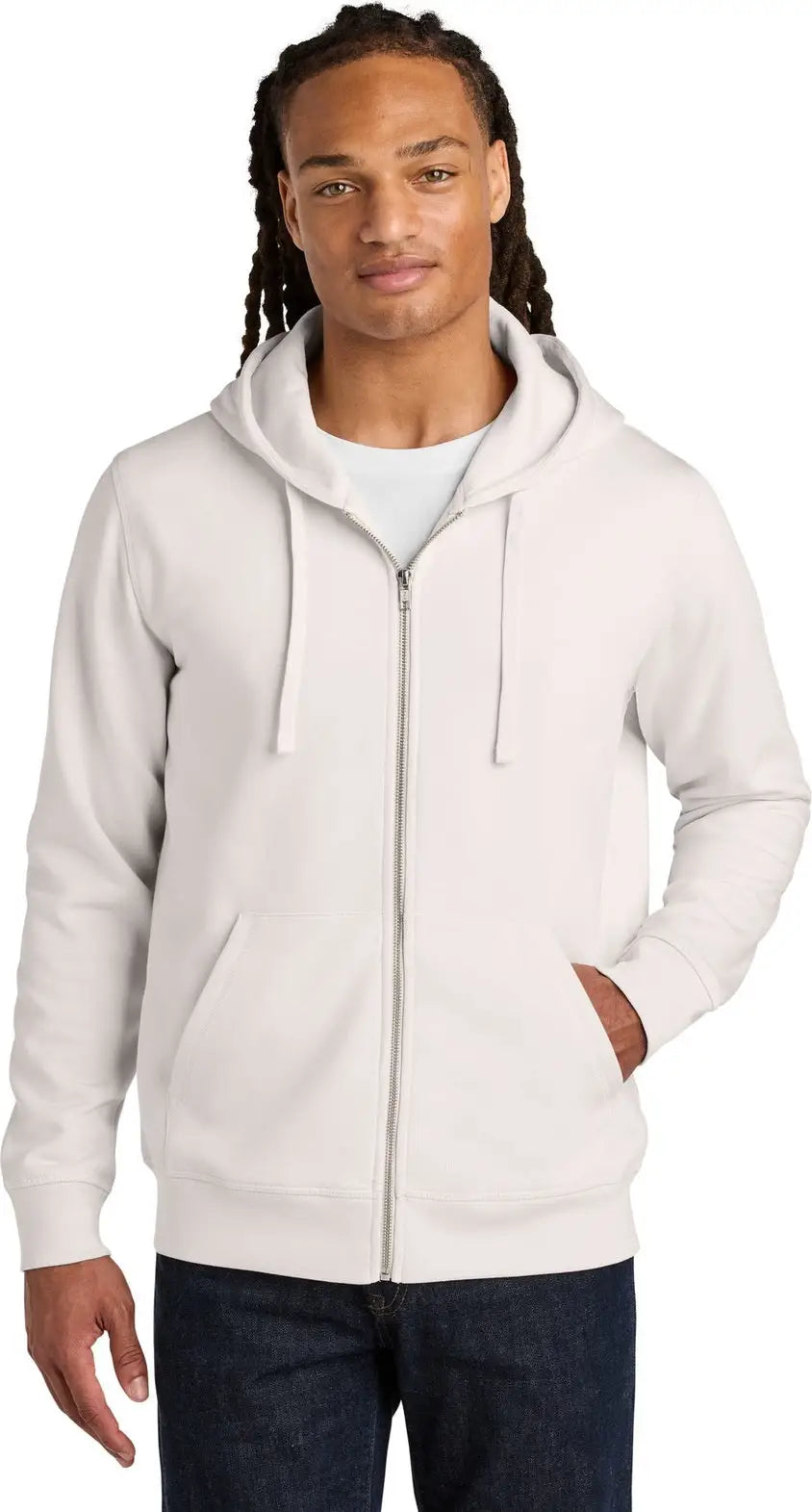 Stanley/stella Sxu011 Unisex Mixer Full-zip Hooded Sweatshirt - Vintage White - Adult Xs