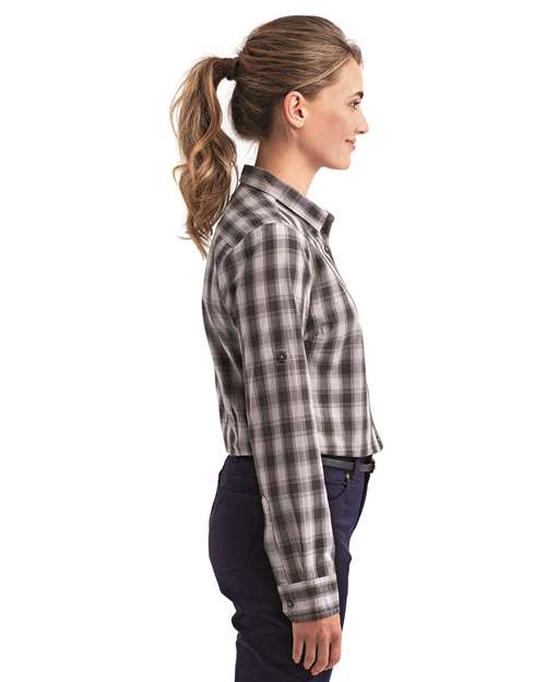 Steel/ Black Women&#39;s Mulligan Check Cotton Dress Shirt - RP350