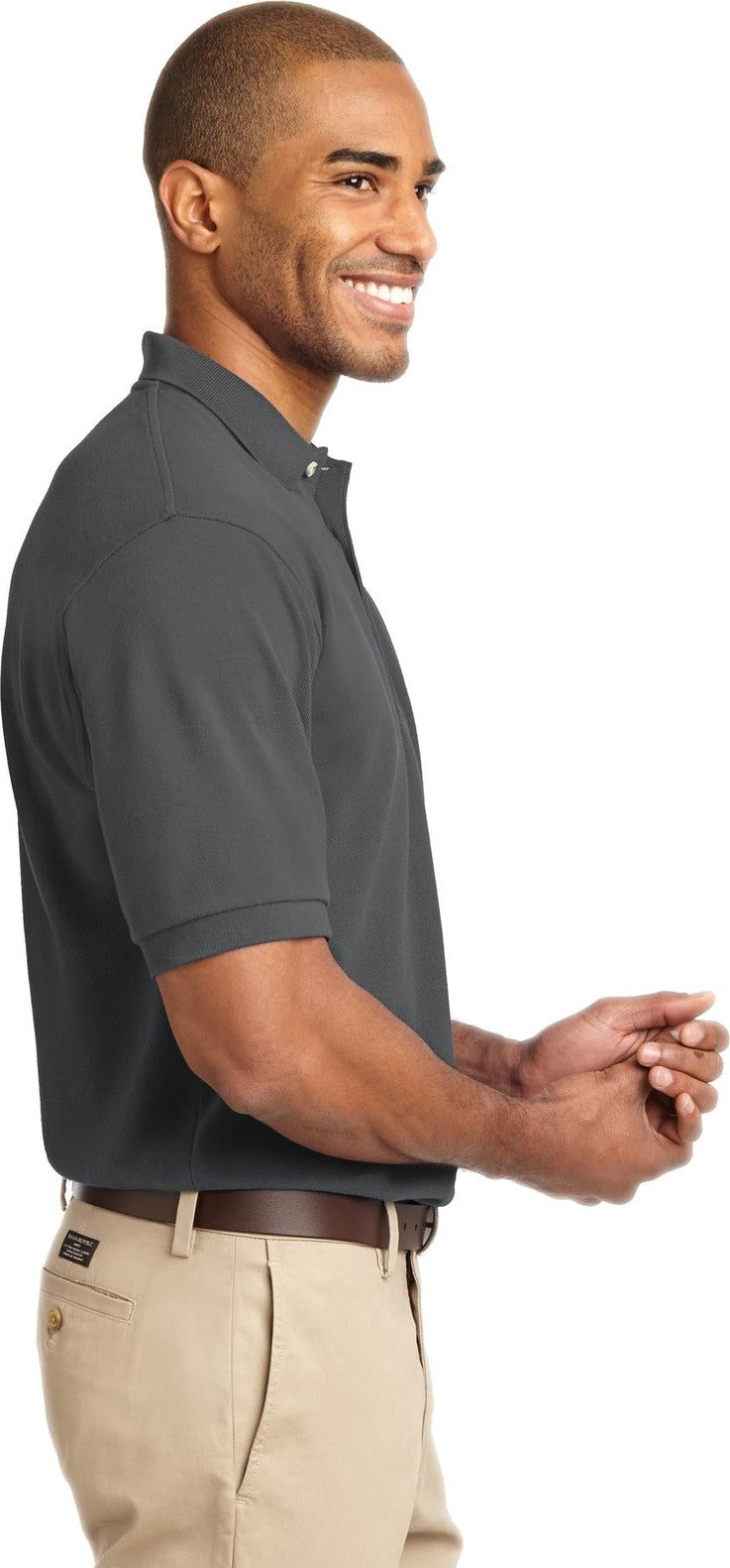 Steel Grey Port Authority Heavyweight Cotton Pique Polo. K420