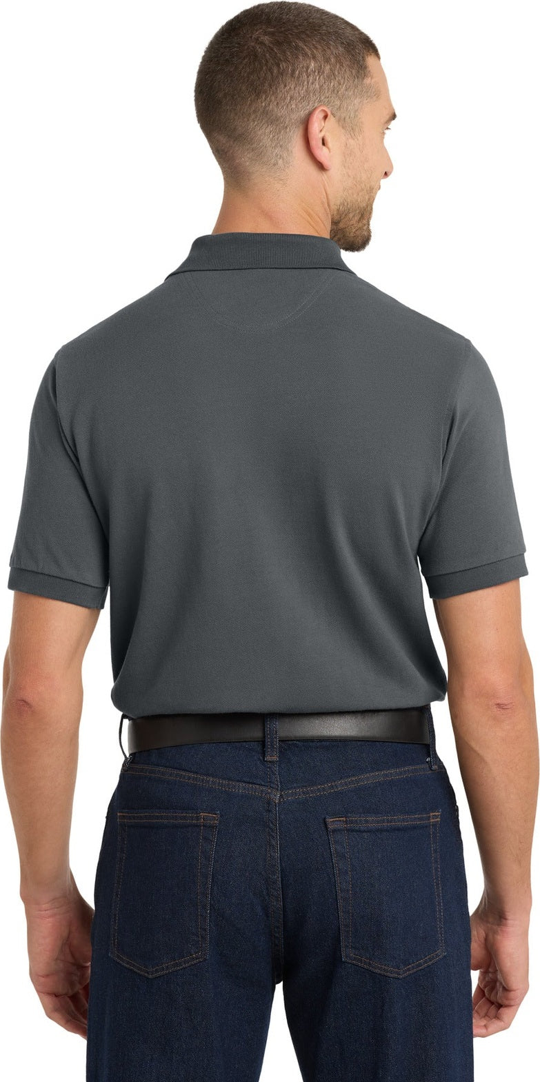 Steel Grey Port Authority Heavyweight Cotton Pique Polo. K420