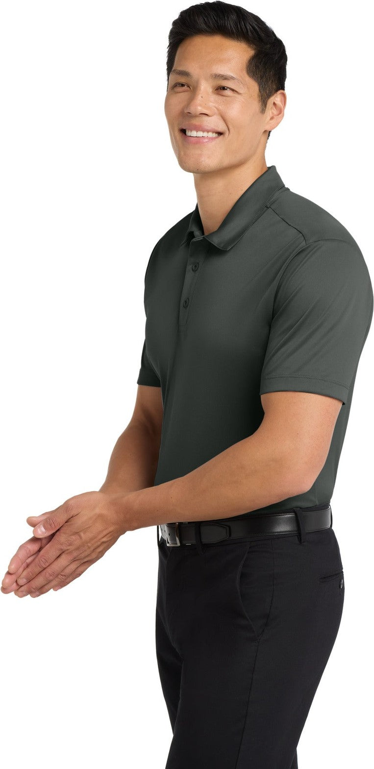 Steel Grey Port Authority Tall Silk Touch Performance Polo. TLK540