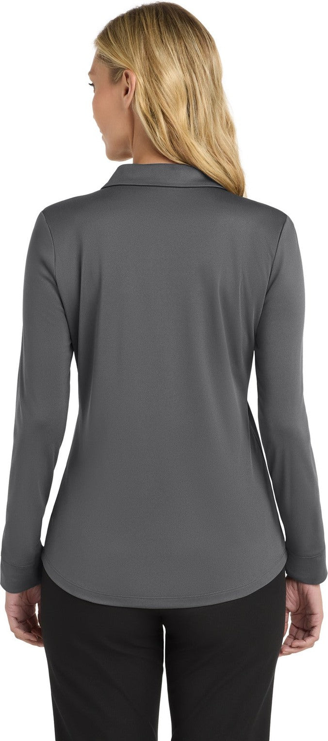 Steel Grey Port Authority Women's Silk Touch Performance Long Sleeve Polo. L540LS