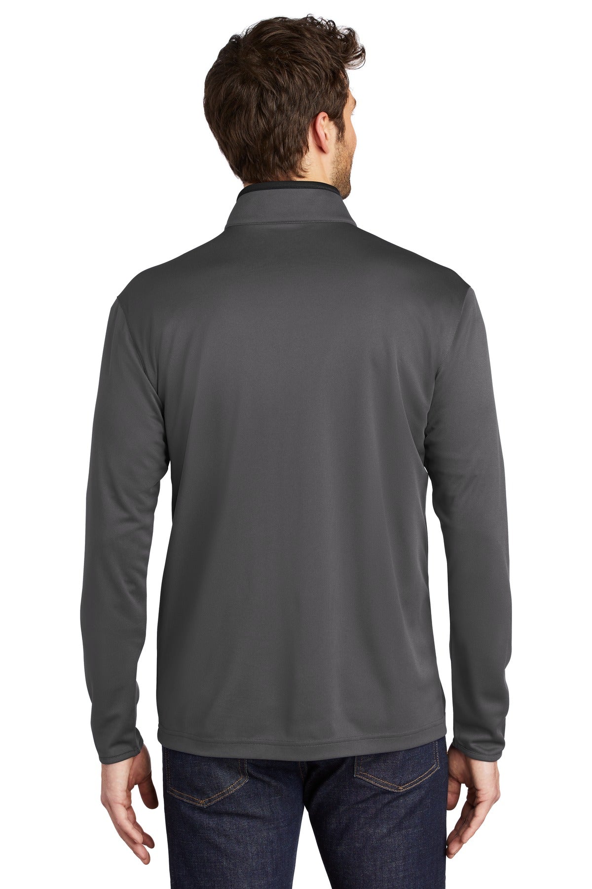 Steel Grey/Blk Port Authority Silk Touch Performance 1/4-Zip K584