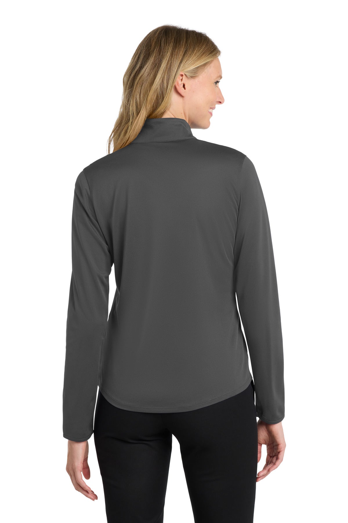Steel Grey/Blk Port Authority Women's Silk Touch Performance 1/4-Zip LK584