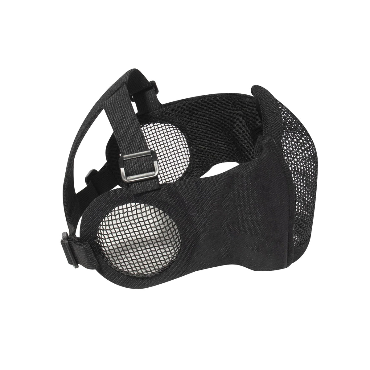 Steel Half Face Mask with Ear Guard - Black