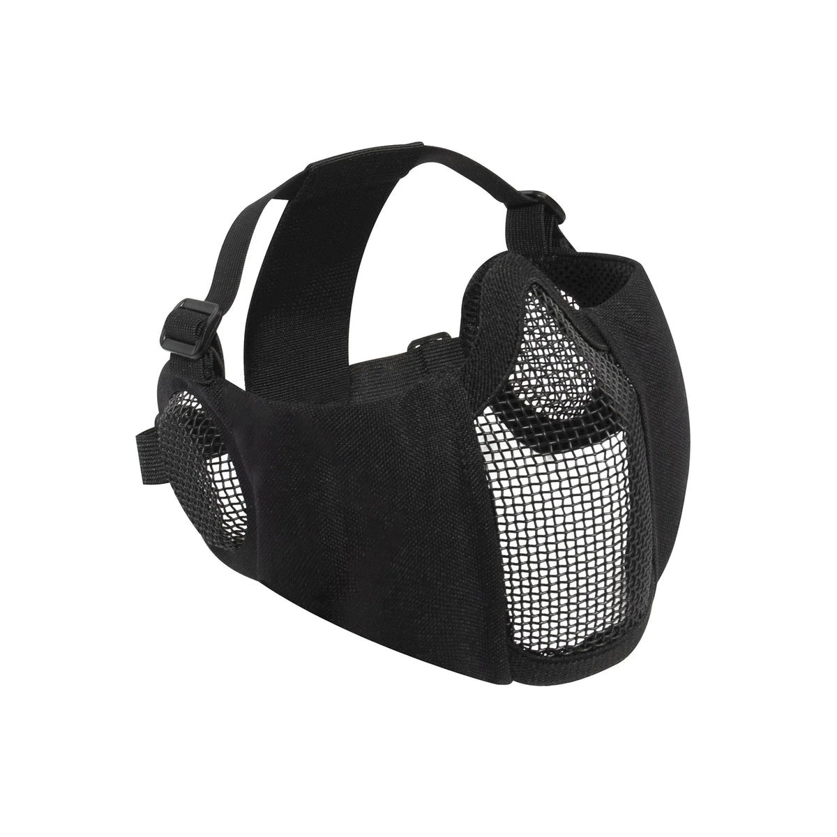 Steel Half Face Mask with Ear Guard - Black