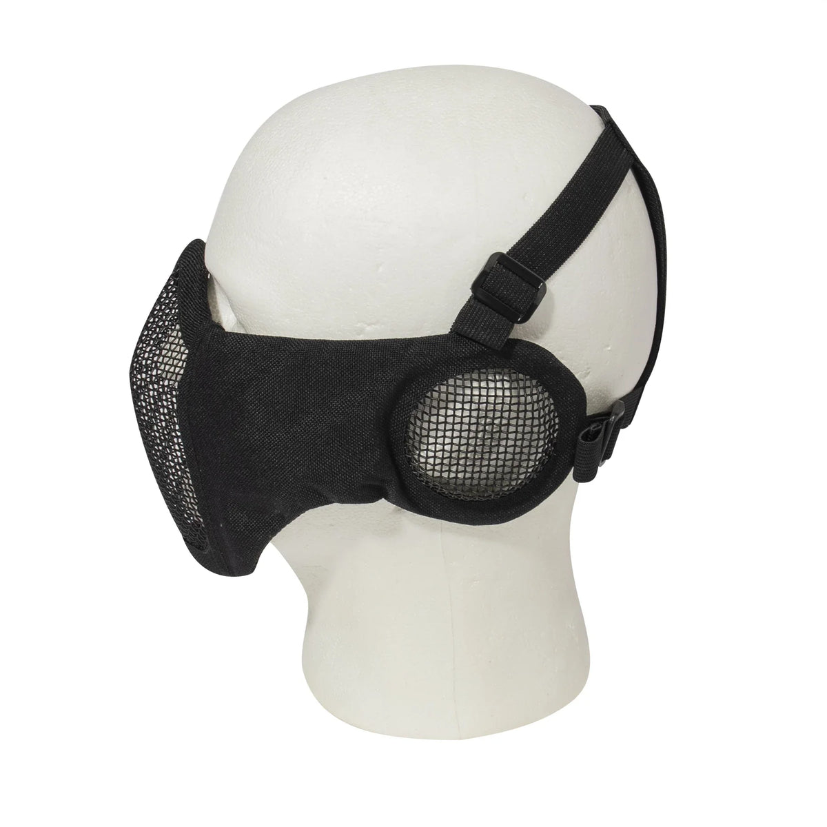 Steel Half Face Mask with Ear Guard - Black