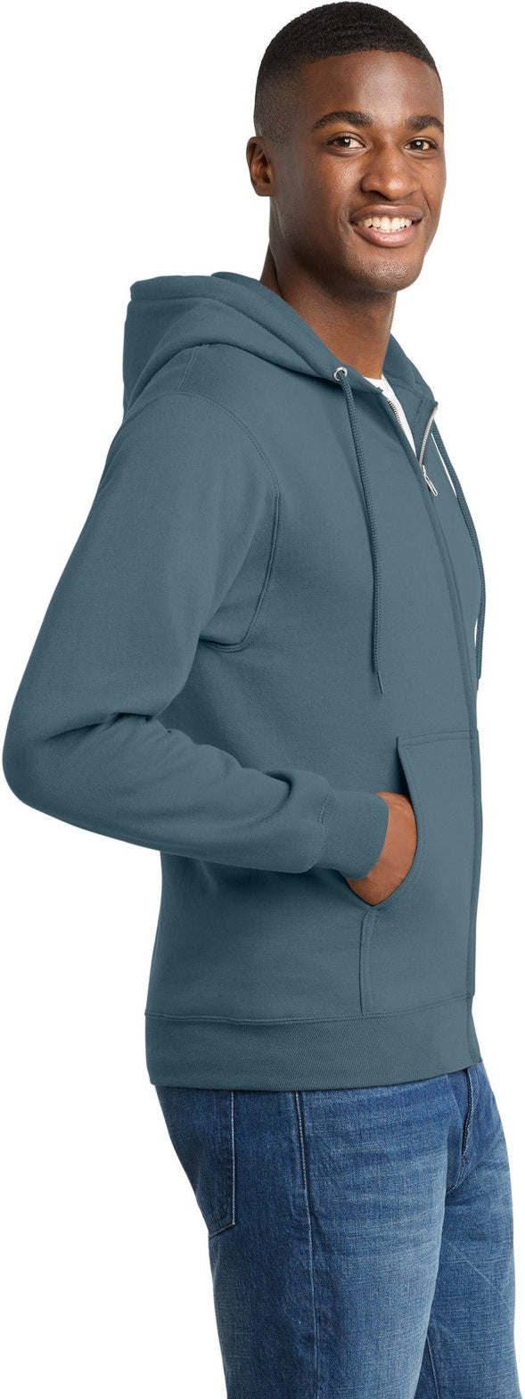 SteelBlue Port & Co Core Fleece Full-Zip Hooded Sweatshirt. PC78ZH