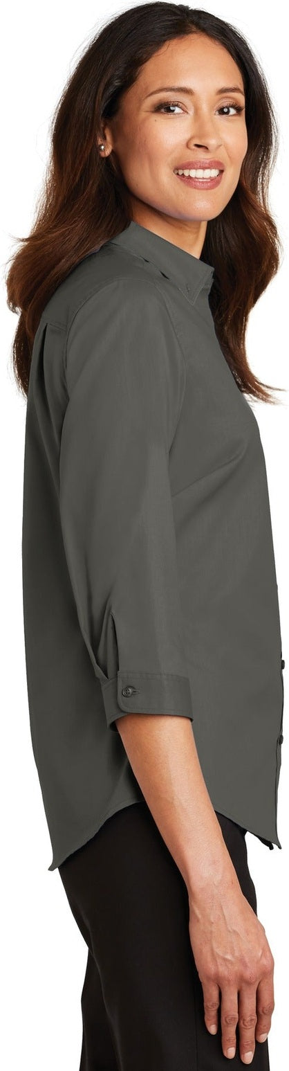 Sterling Grey Port Authority Women's 3/4-Sleeve SuperPro Twill Shirt. L665