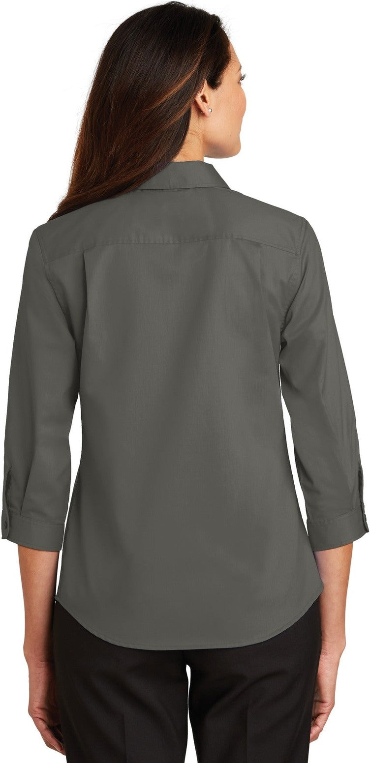 Sterling Grey Port Authority Women's 3/4-Sleeve SuperPro Twill Shirt. L665
