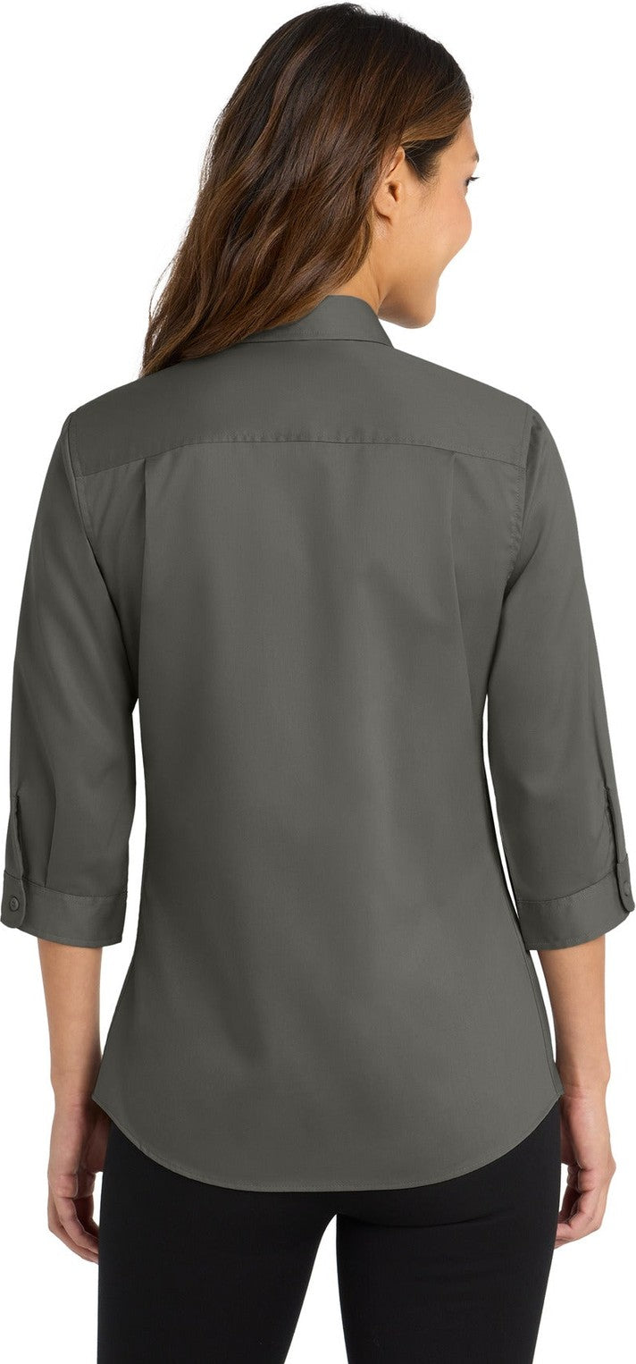 Sterling Grey Port Authority Women's 3/4-Sleeve SuperPro Twill Shirt. L665