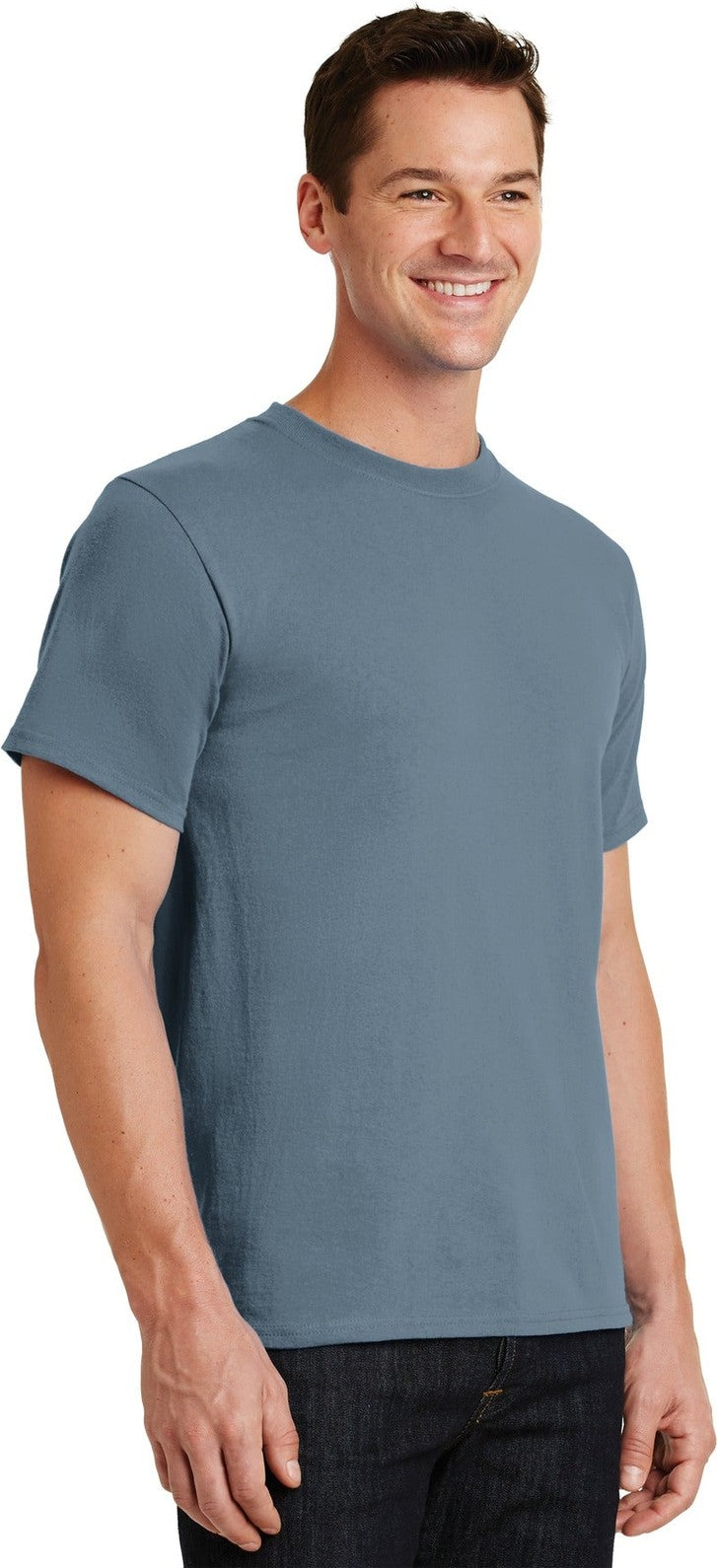 Stonewash Blue Port & Co Essential Tee. PC61