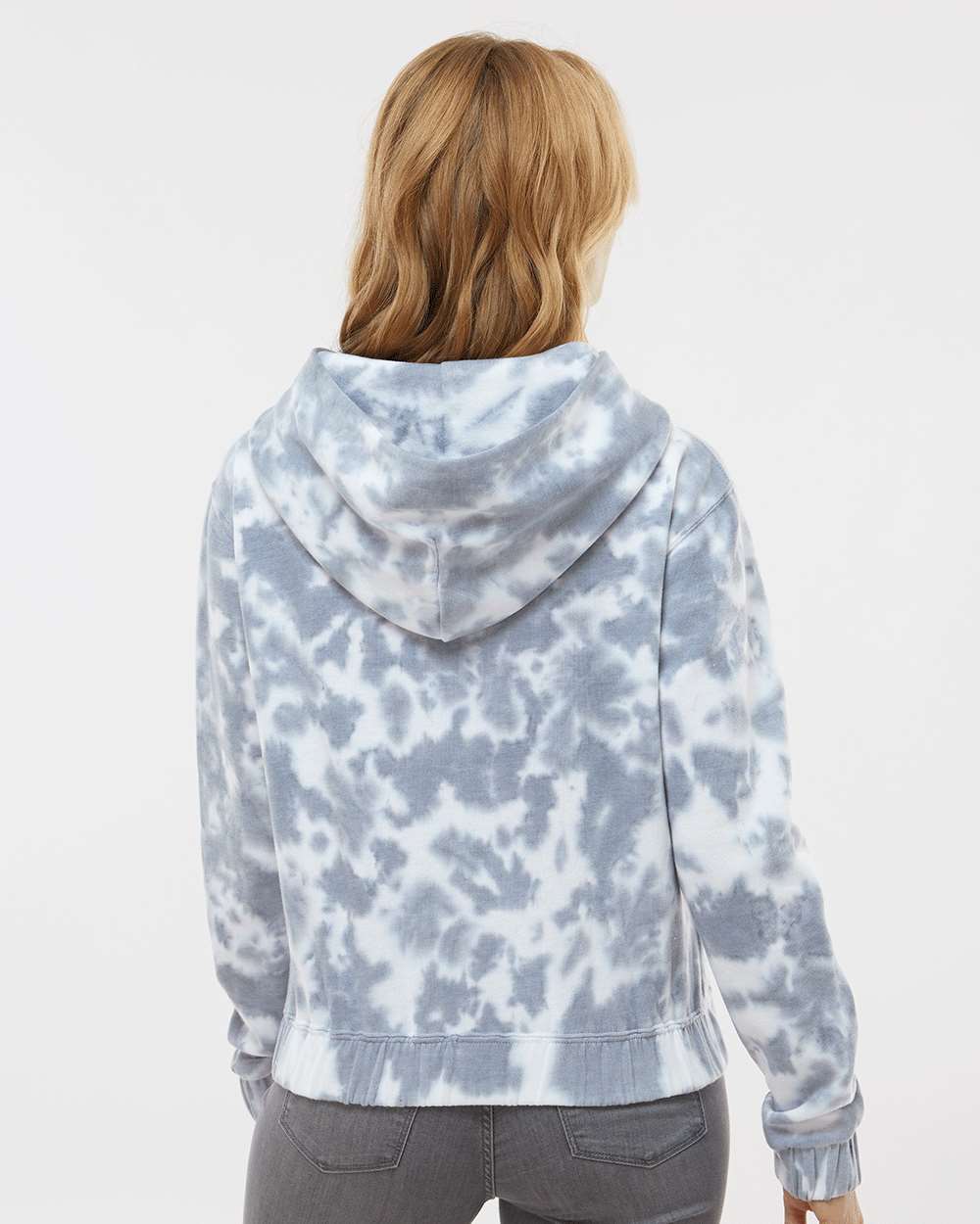 Stonewash Women's Sueded Fleece Tie-Dyed Crop Hooded Sweatshirt - W23718