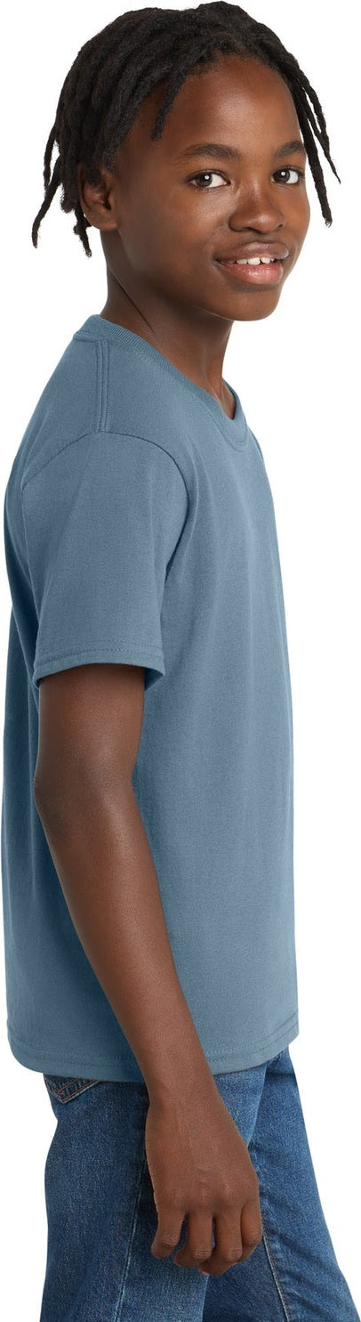 Stonewshd Blue Port & Co Youth Essential Tee. PC61Y