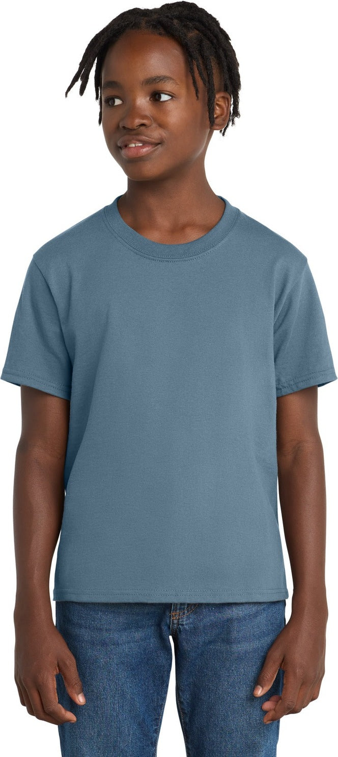 Stonewshd Blue Port & Co Youth Essential Tee. PC61Y
