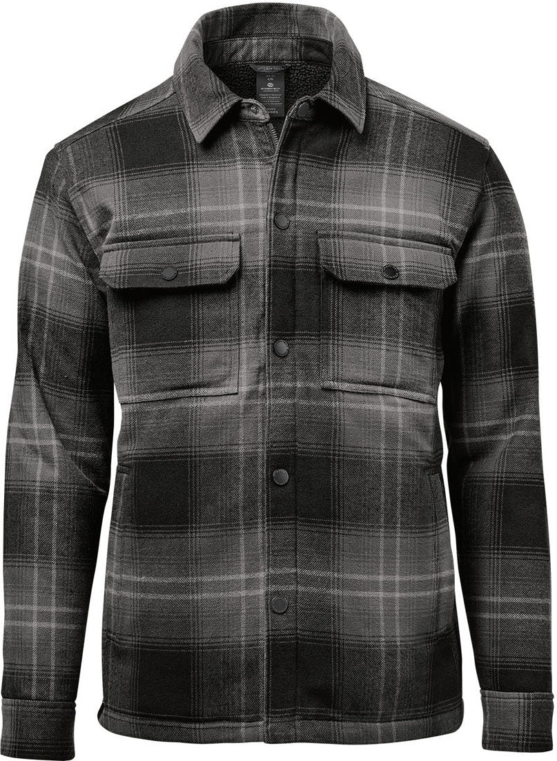 Stormtech Cjk-1m Men’s Highland Sherpa Lined Plaid Jacket - Carbon Black