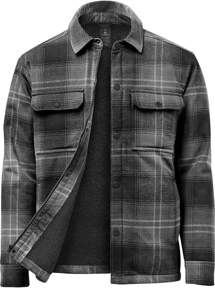 Stormtech Cjk-1m Men’s Highland Sherpa Lined Plaid Jacket - Carbon Black - Adult s
