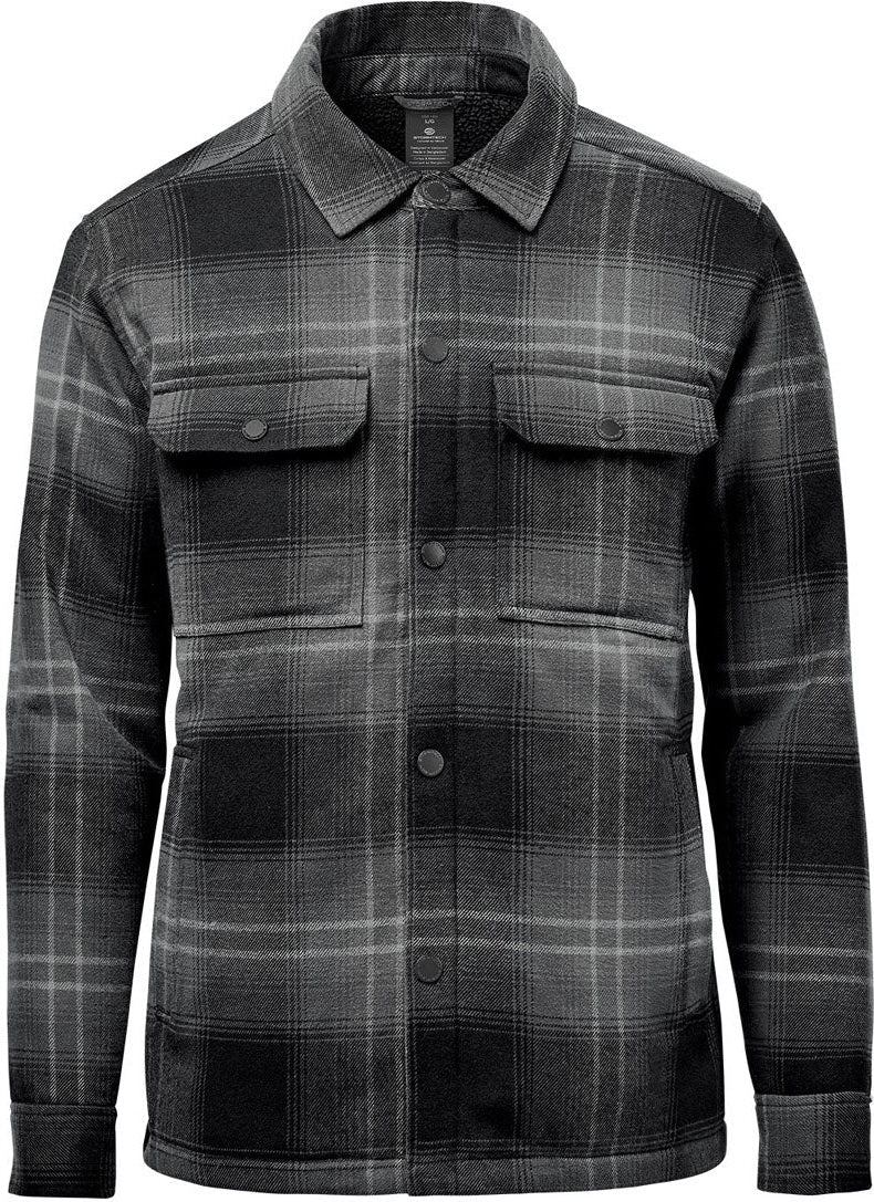 Stormtech Cjk-1m Men’s Highland Sherpa Lined Plaid Jacket - Carbon Black - Adult s
