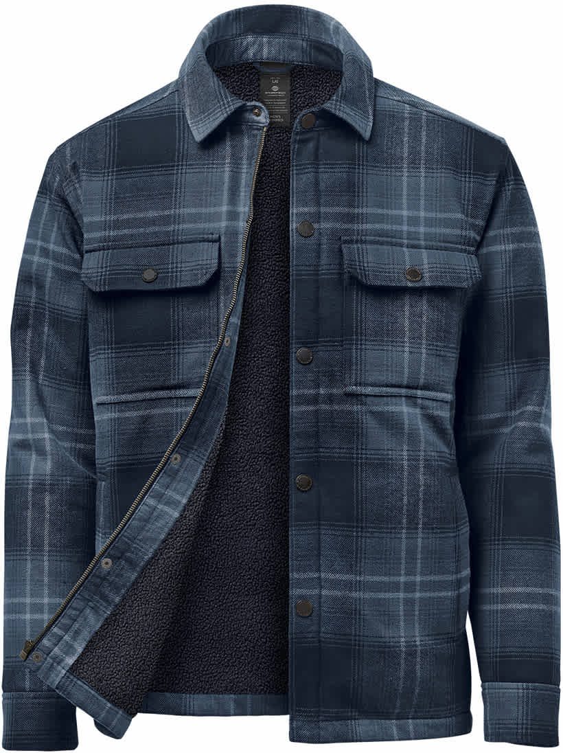 Stormtech Cjk-1m Men’s Highland Sherpa Lined Plaid Jacket - Midnight Dusk