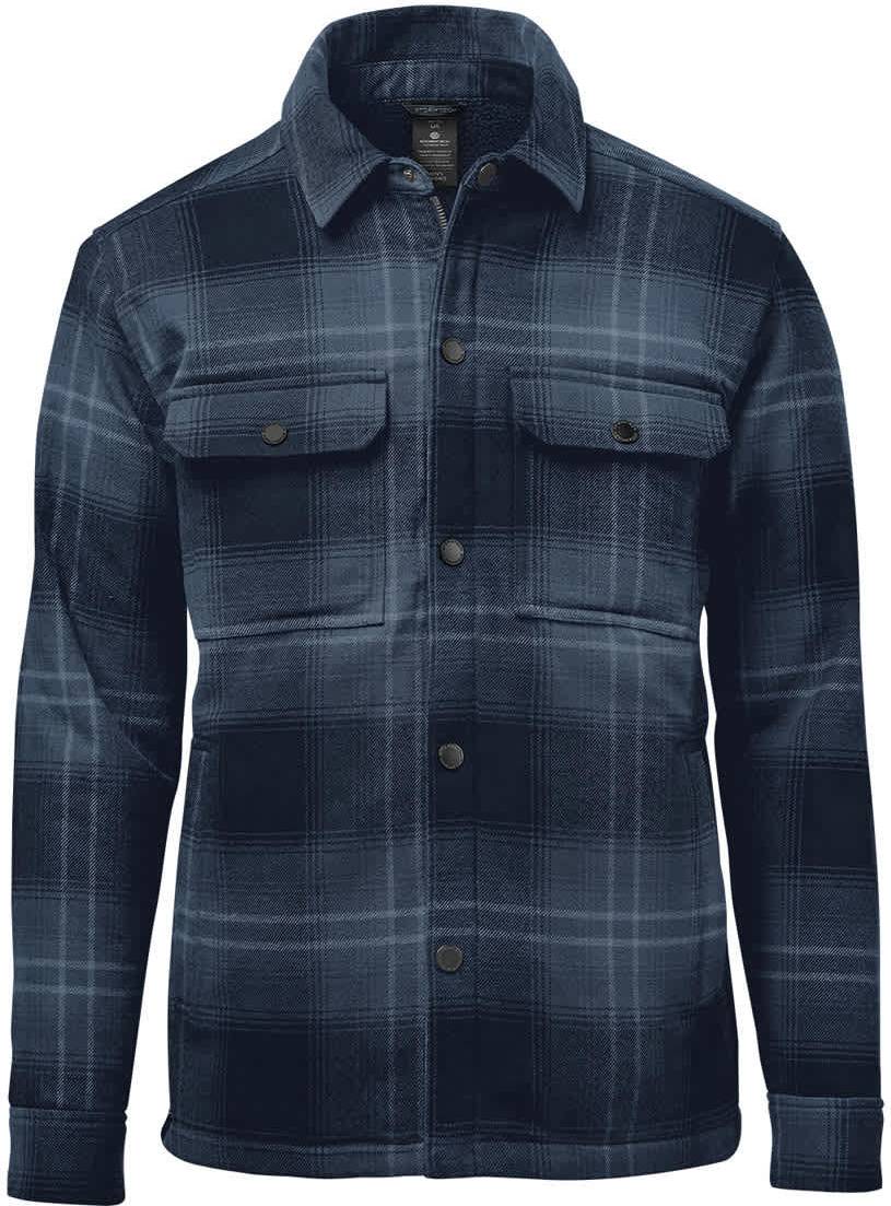 Stormtech Cjk-1m Men’s Highland Sherpa Lined Plaid Jacket - Midnight Dusk