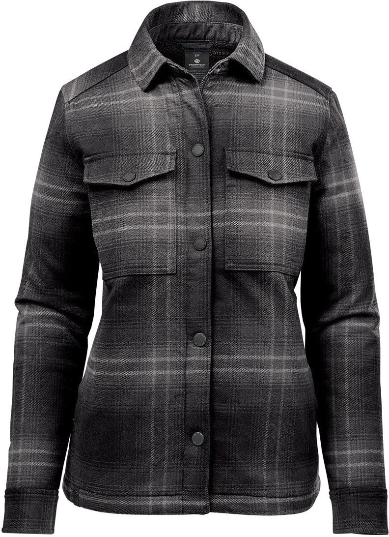Stormtech Cjk-1w Women’s Highland Sherpa Lined Plaid Jacket - Carbon Black