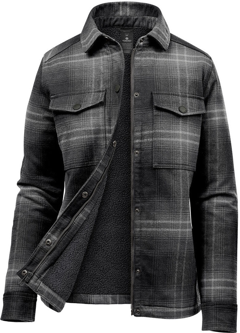 Stormtech Cjk-1w Women’s Highland Sherpa Lined Plaid Jacket - Carbon Black