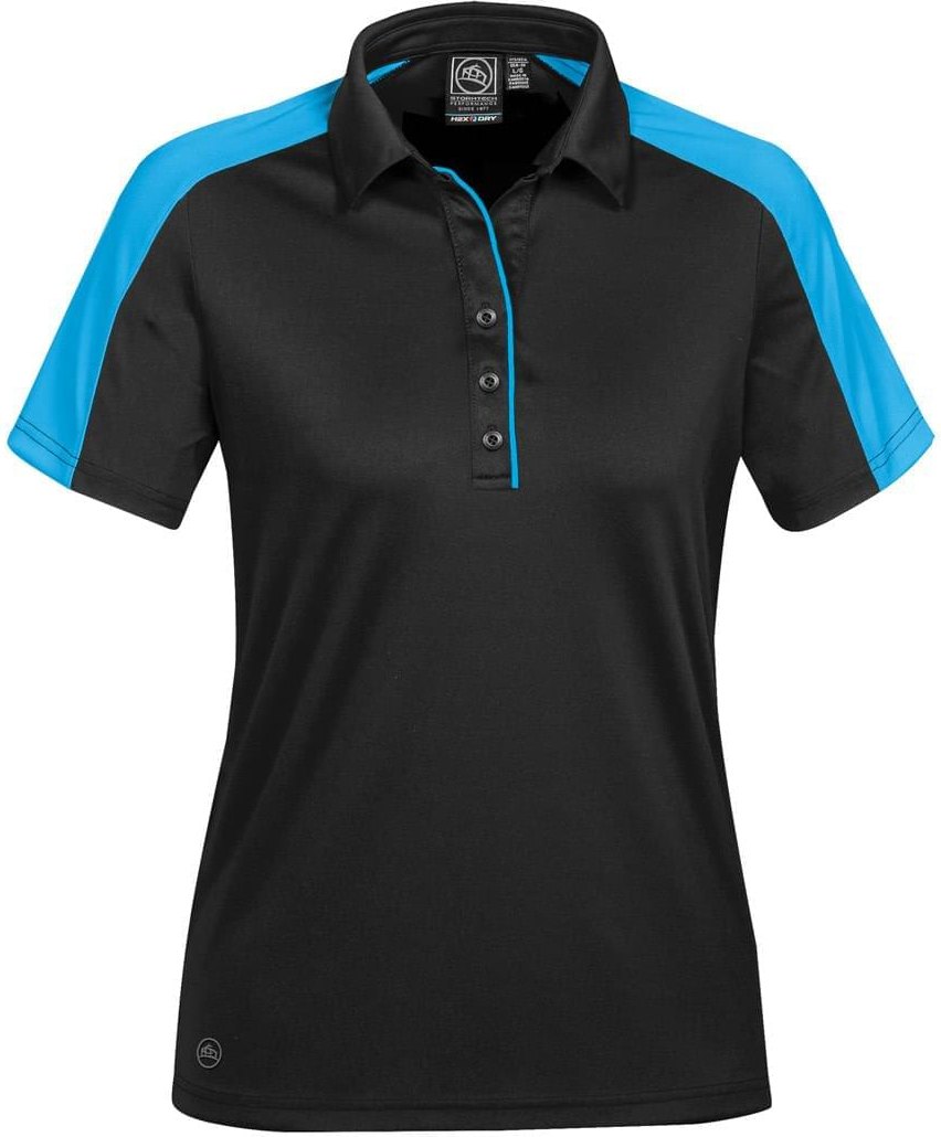Stormtech Enx-1w Women’s Ensign Polo - Black Electric Blue - Ladies Xs