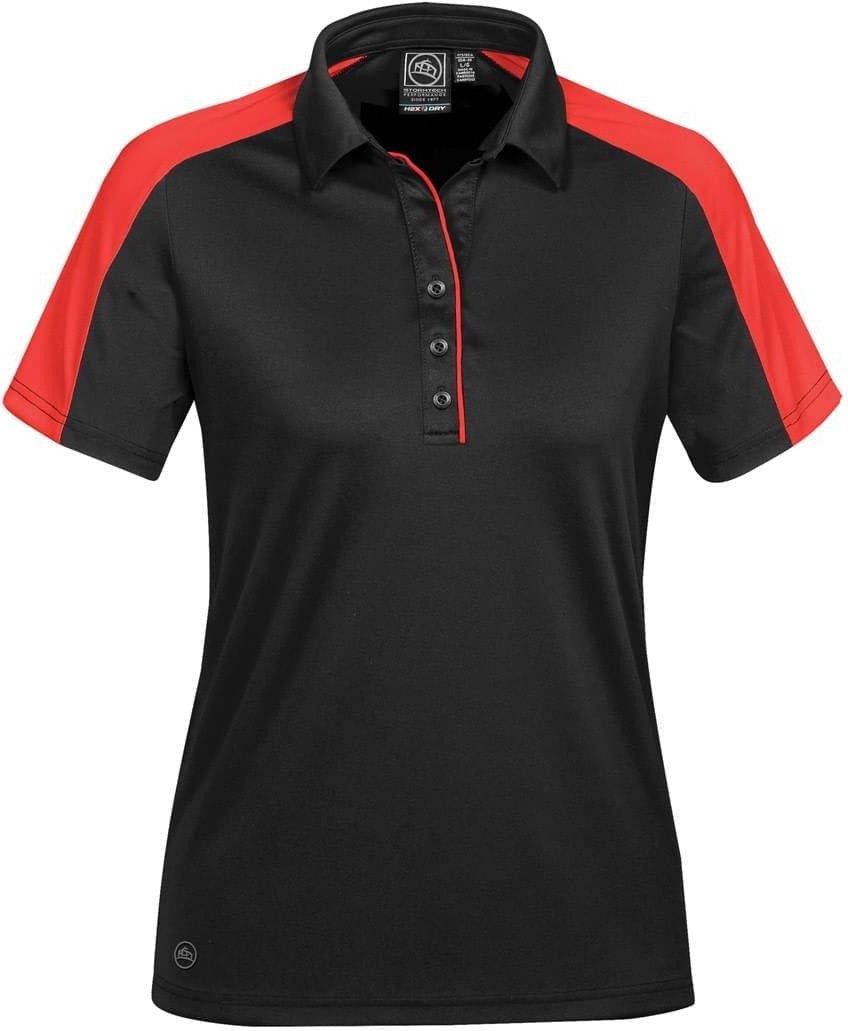 Stormtech Enx-1w Women’s Ensign Polo - Black - Hot Red - Ladies Xs