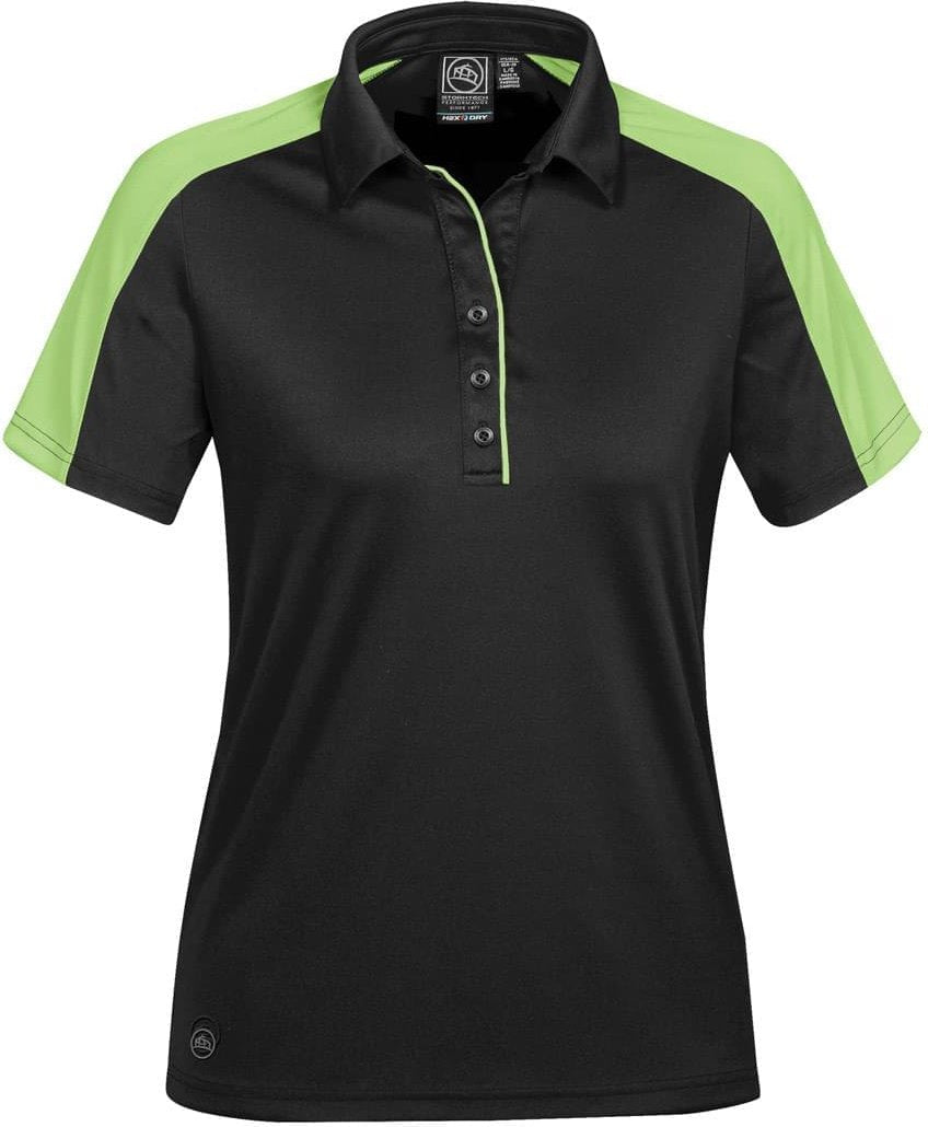 Stormtech Enx-1w Women’s Ensign Polo - Black - Spring Green - Ladies Xs