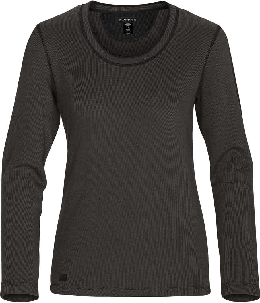 Stormtech Fbr-1w Women’s Hanford Crew Neck Top - Charcoal Black / Ladies Xs