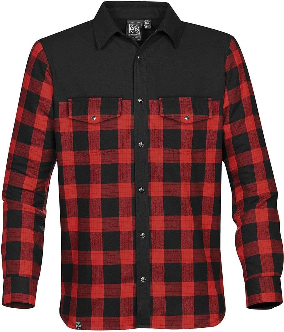 Stormtech Flx-1 Men’s Logan Thermal Long Sleeve Shirt - Black Red Plaid - Adult s