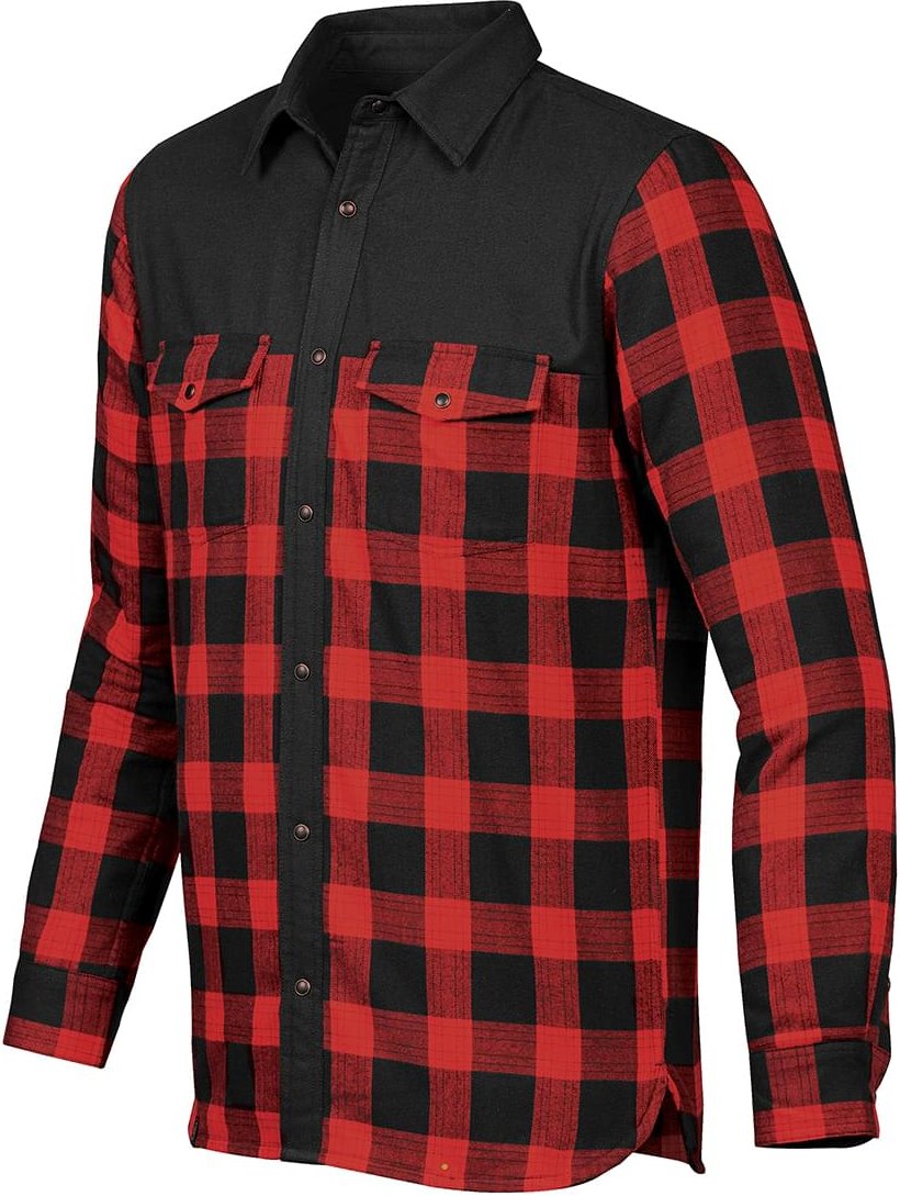 Stormtech Flx-1 Men’s Logan Thermal Long Sleeve Shirt - Black Red Plaid