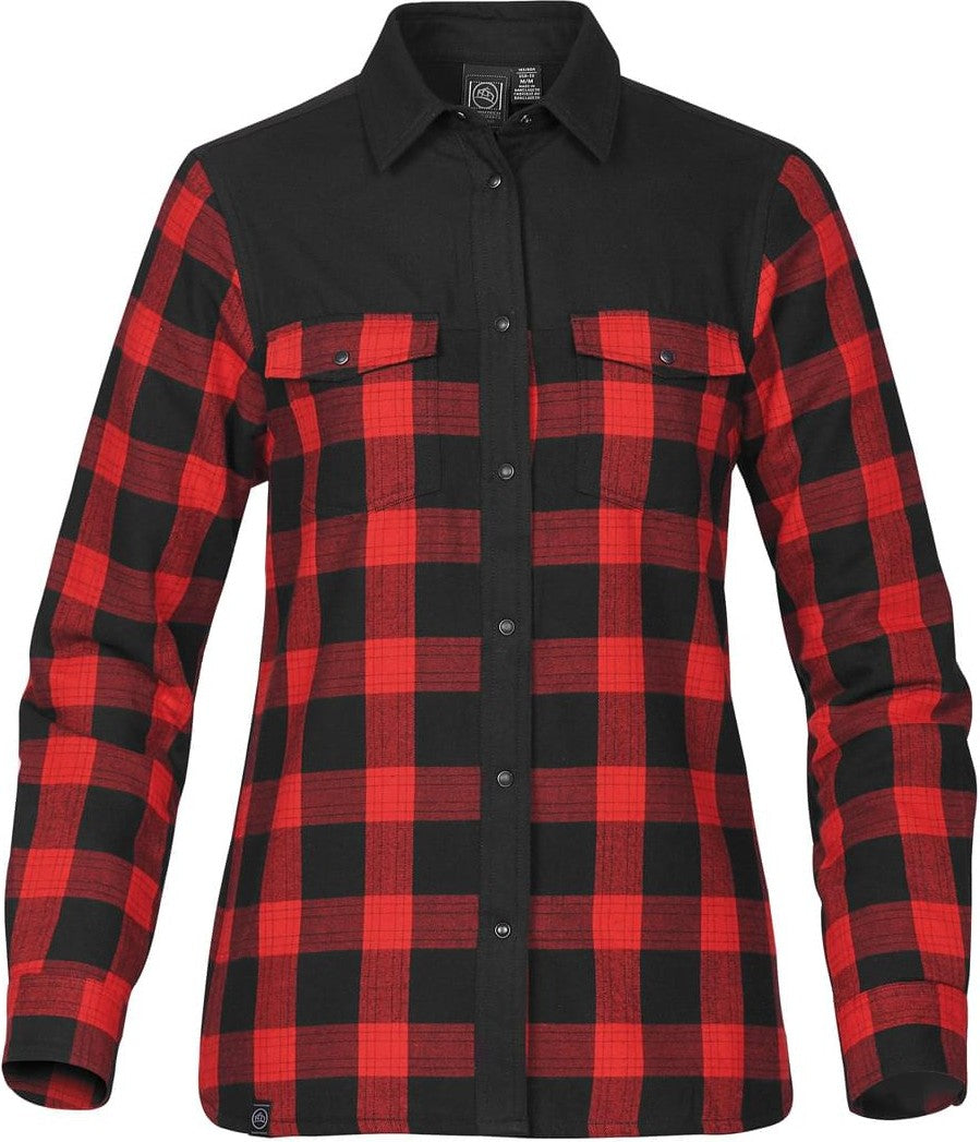 Stormtech Flx-1w Women’s Logan Thermal Long Sleeve Shirt - Black Red Plaid - Ladies Xs