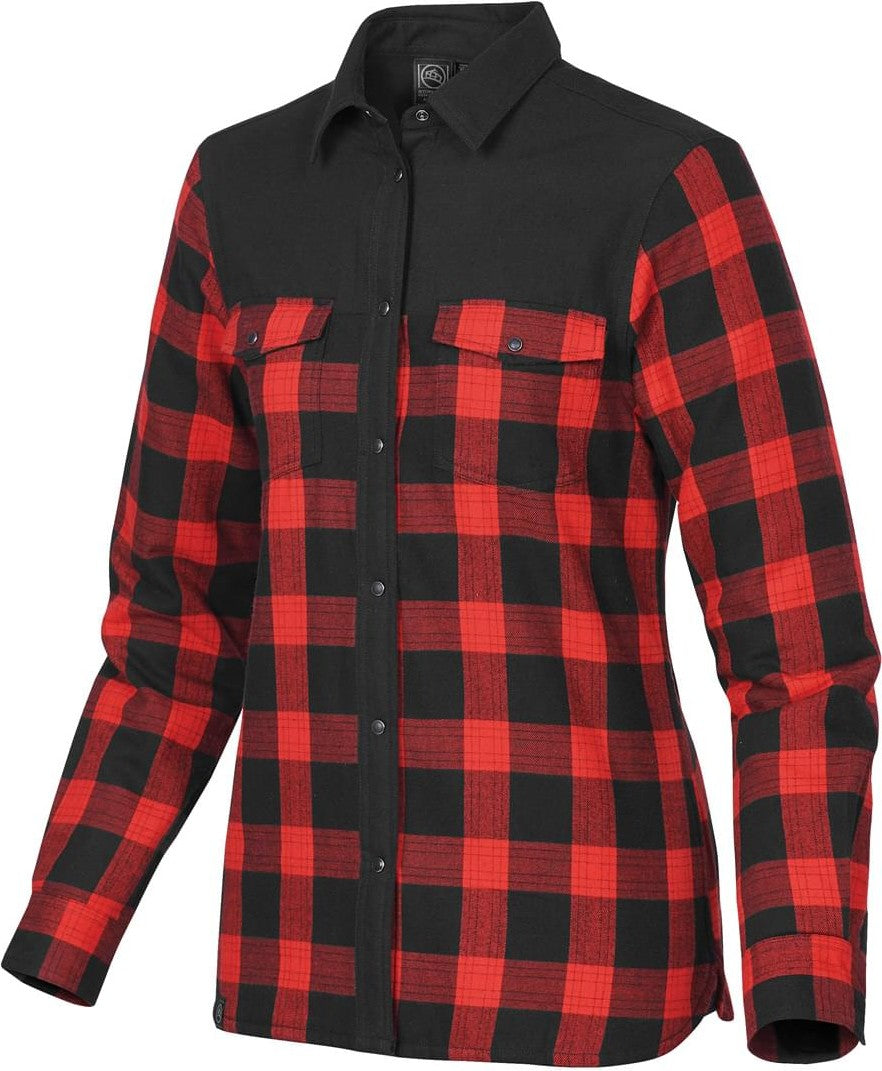 Stormtech Flx-1w Women’s Logan Thermal Long Sleeve Shirt - Black Red Plaid
