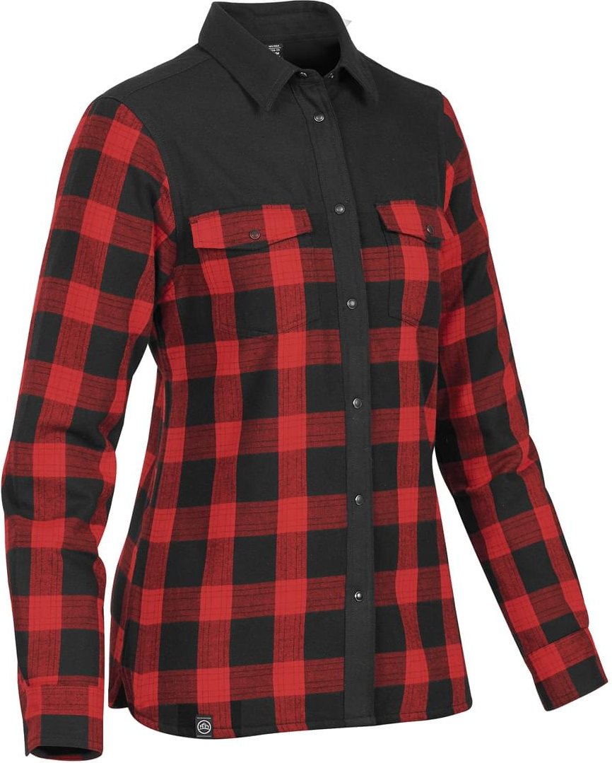 Stormtech Flx-1w Women’s Logan Thermal Long Sleeve Shirt - Black Red Plaid