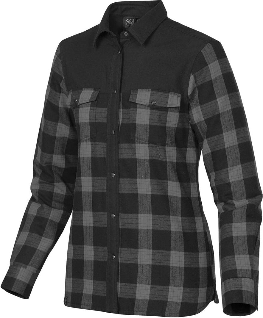 Stormtech Flx-1w Women’s Logan Thermal Long Sleeve Shirt - Carbon Plaid
