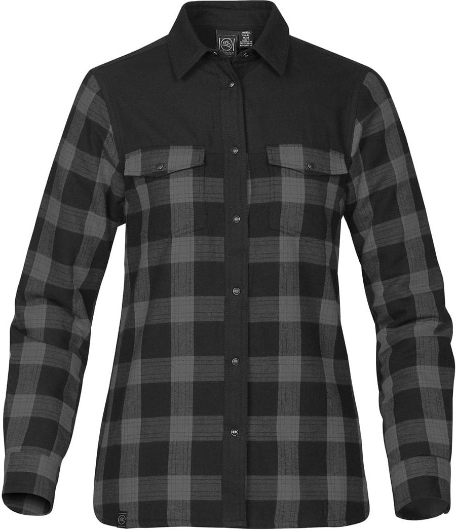 Stormtech Flx-1w Women’s Logan Thermal Long Sleeve Shirt - Carbon Plaid - Ladies Xs