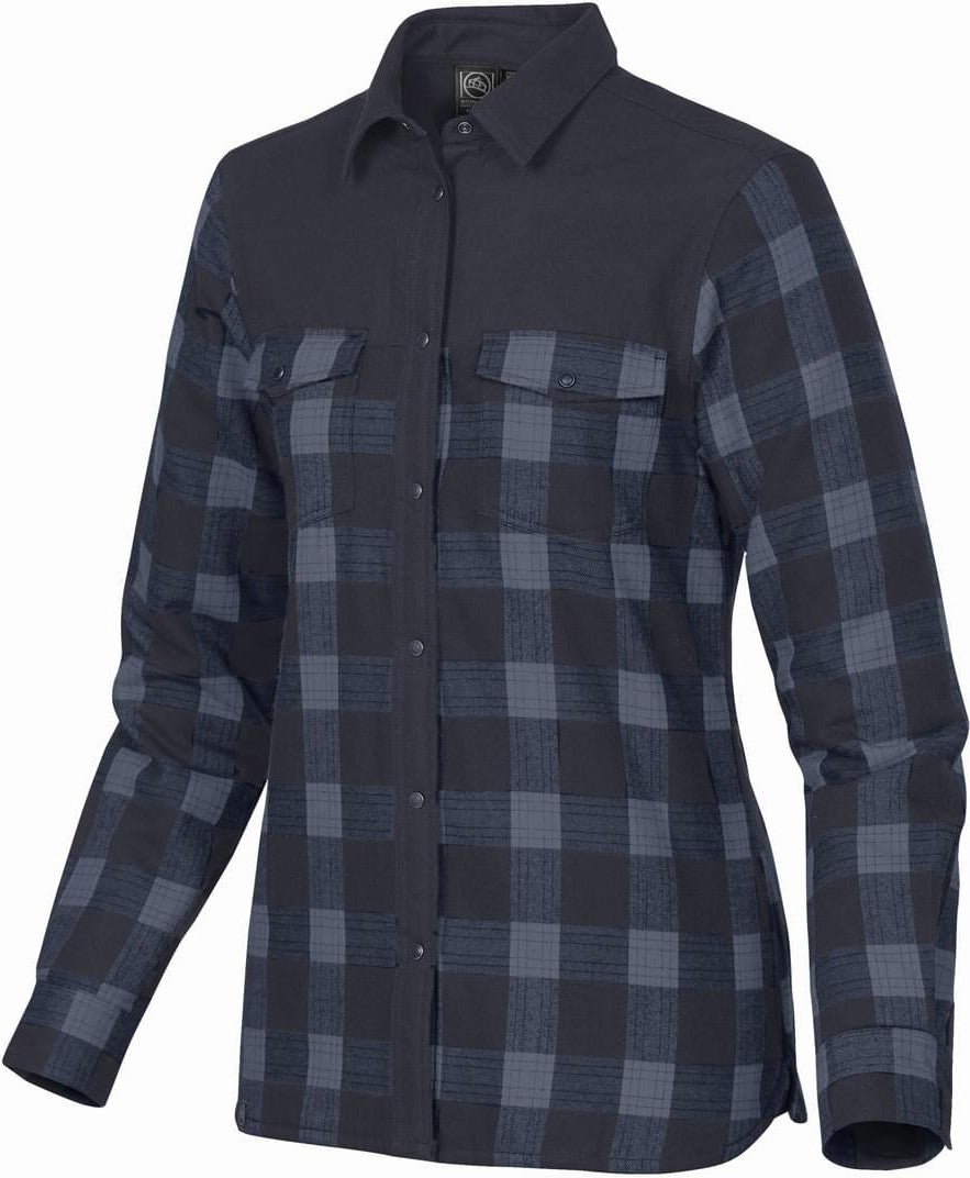 Stormtech Flx-1w Women’s Logan Thermal Long Sleeve Shirt - Navy Plaid